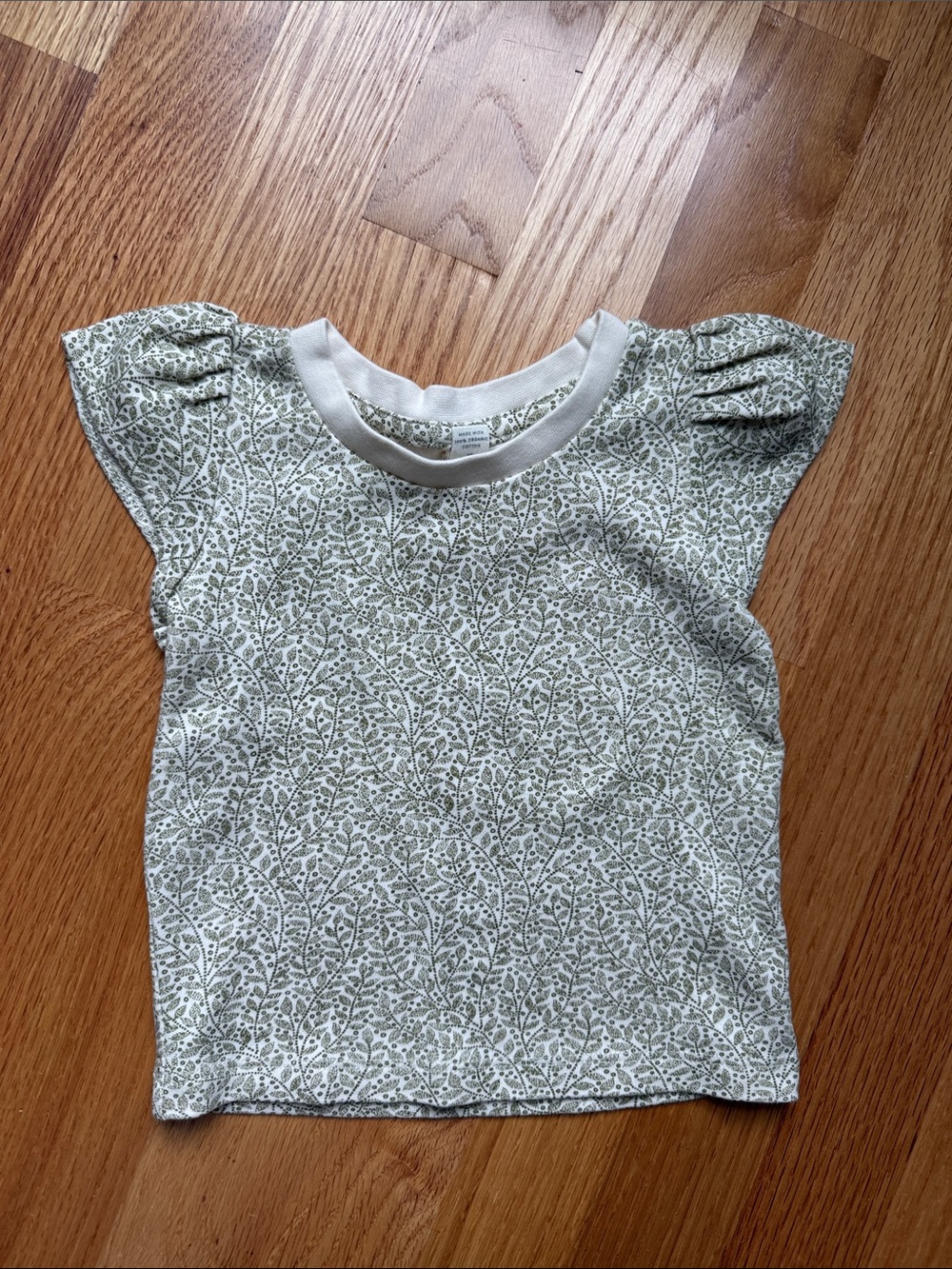 Colored Organics Green Floral Pearl Petal-Sleeve Tee